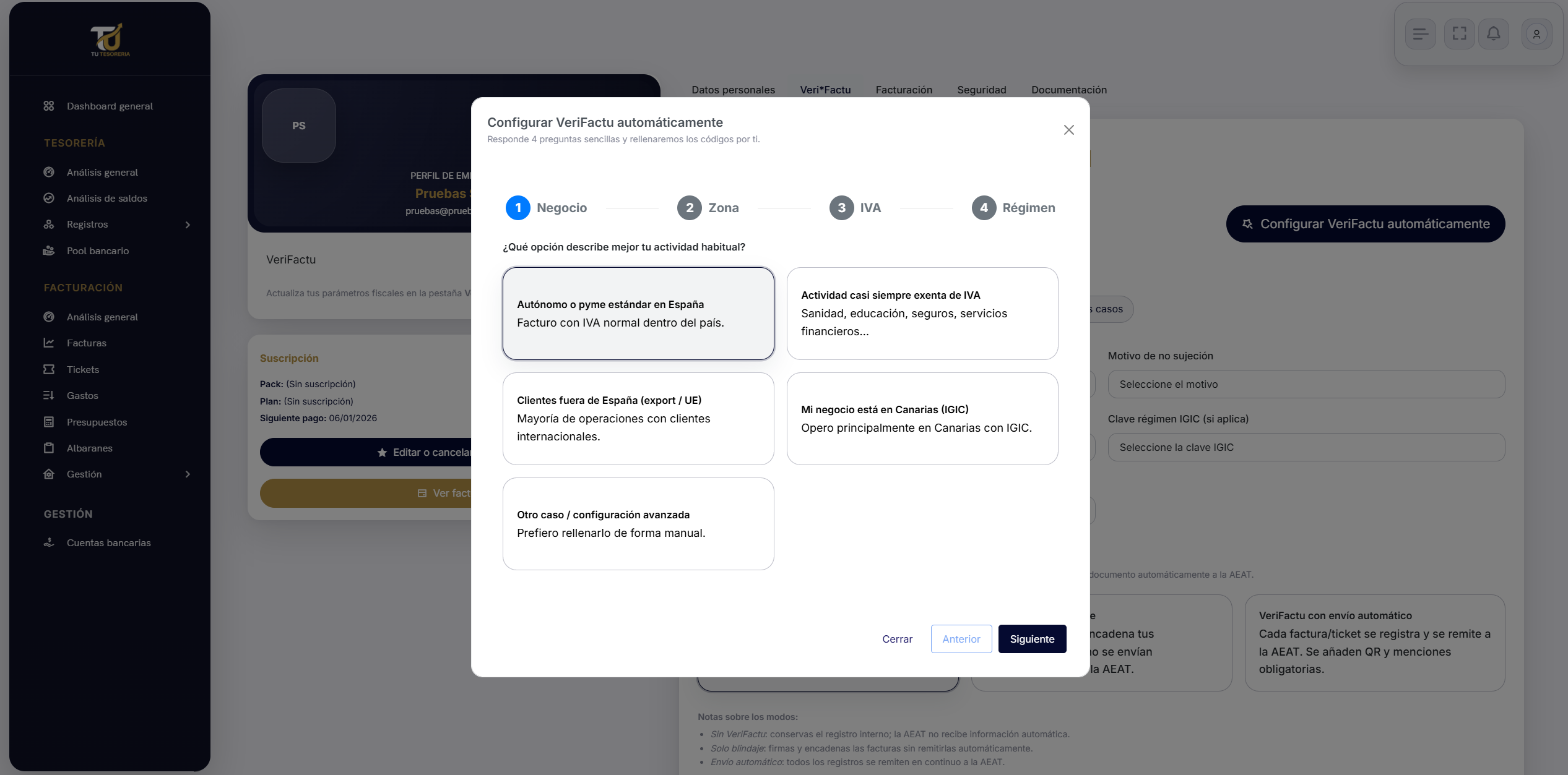 Activar/ Configurar Verifactu en nuestro usuario
